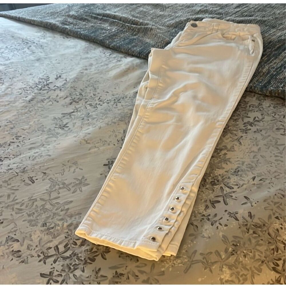 CACHE | white denim straight leg jeans 4 - Picture 3 of 7